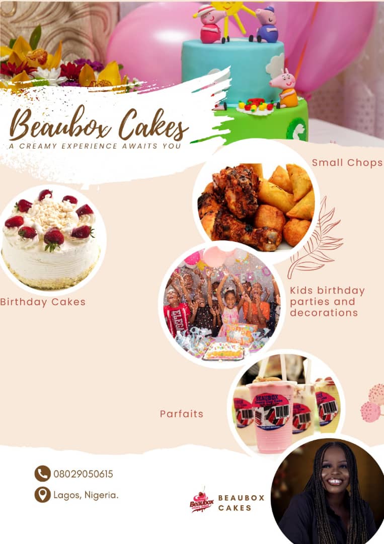 Event planning, Catering Services, Cakes: Wedding cakes, Birthday cakes, Baby Shower cakes/cupcakes, Bespoke cakes: